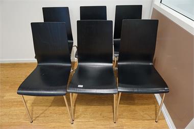 6 Holzstühle Schwarz, stapelbar